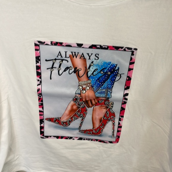 Cute white canvas always flawless embellishment t shirt nwt - Picture 2 of 6